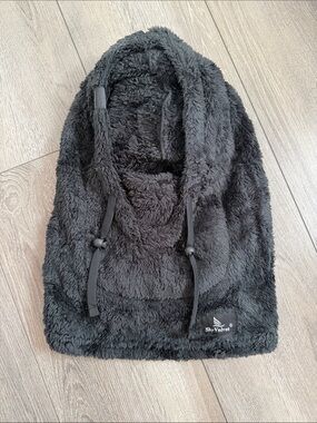 Velvet Black Faux Fur Hooded Beanie